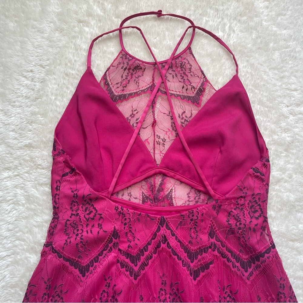 Free People Nothing like this black raspberry lace overlay open back mini dress - Picture 7 of 10